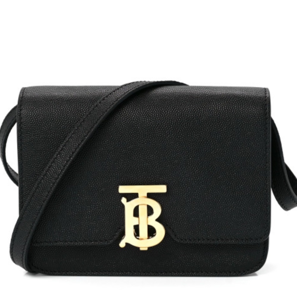 Authenticated Burberry TB Crossbody Bag Calf Leather Black.